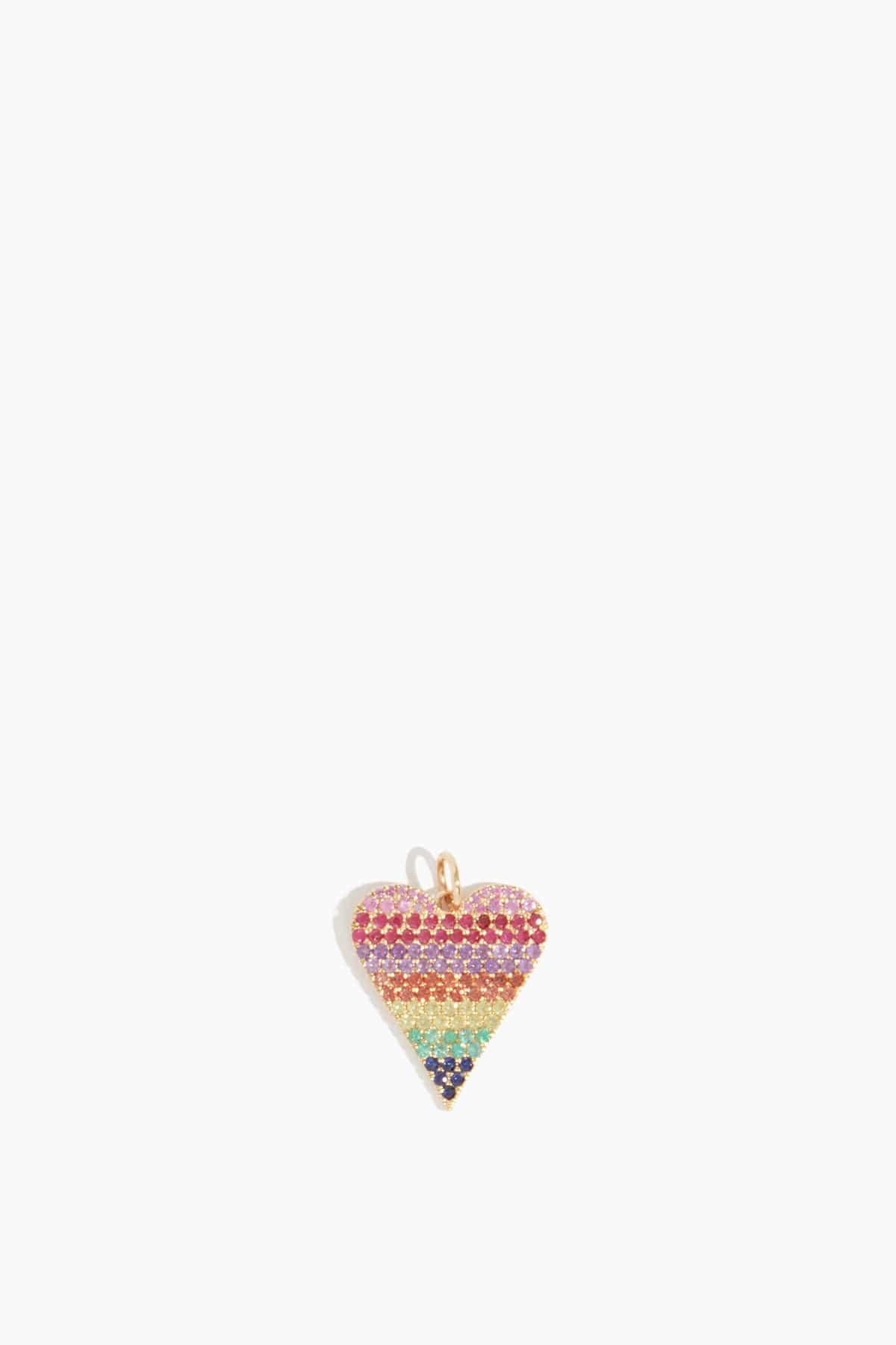Rainbow Heart Pendant in 14k Yellow Gold by VINTAGE LA ROSE
