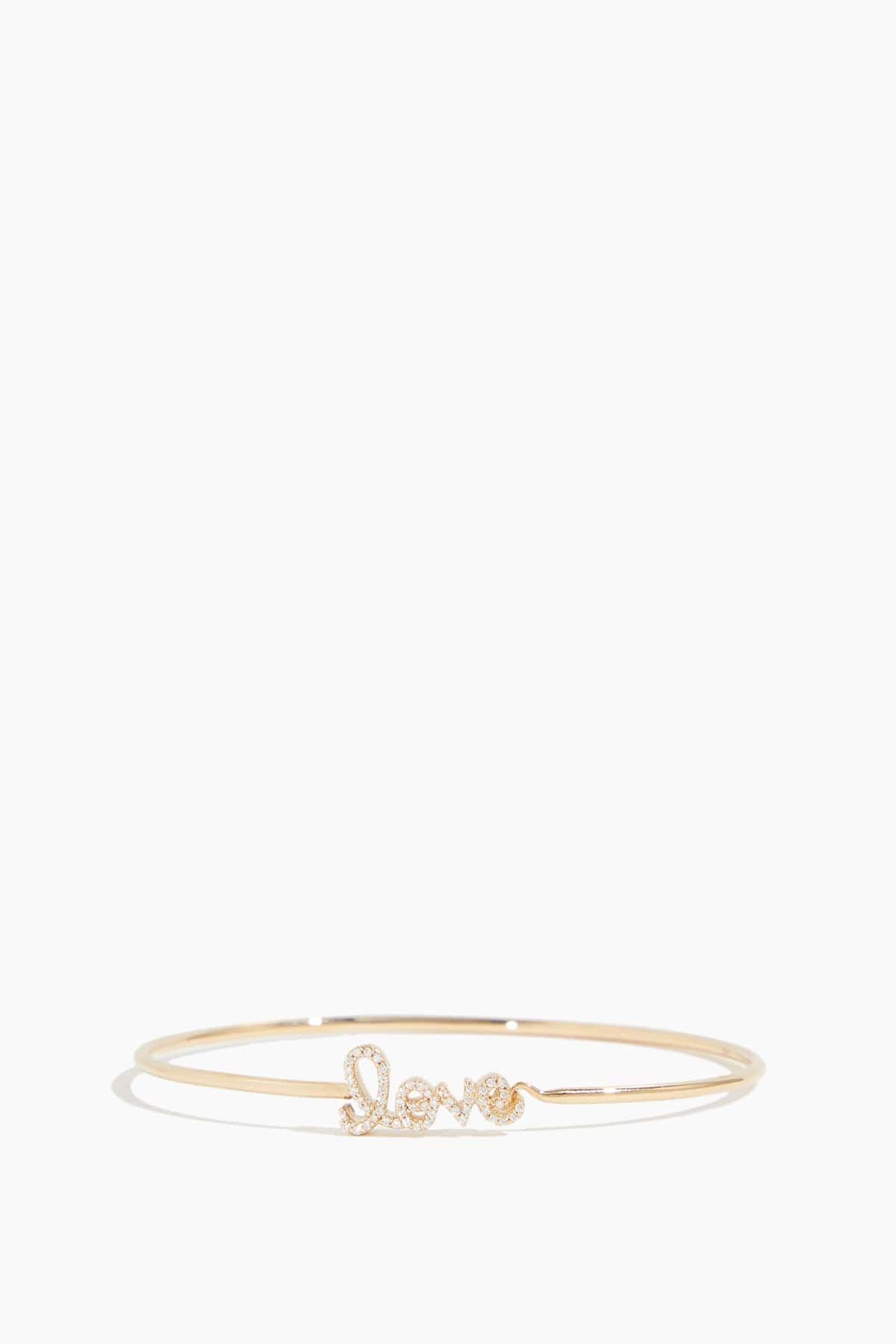 Small Love Wire Bangle in 14k Yellow Gold by VINTAGE LA ROSE