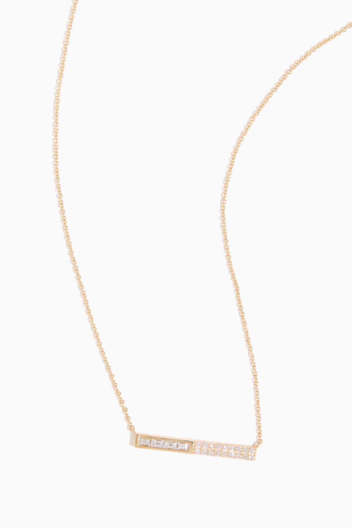 Split Diamond Bar Necklace in 14k Yellow Gold by VINTAGE LA ROSE