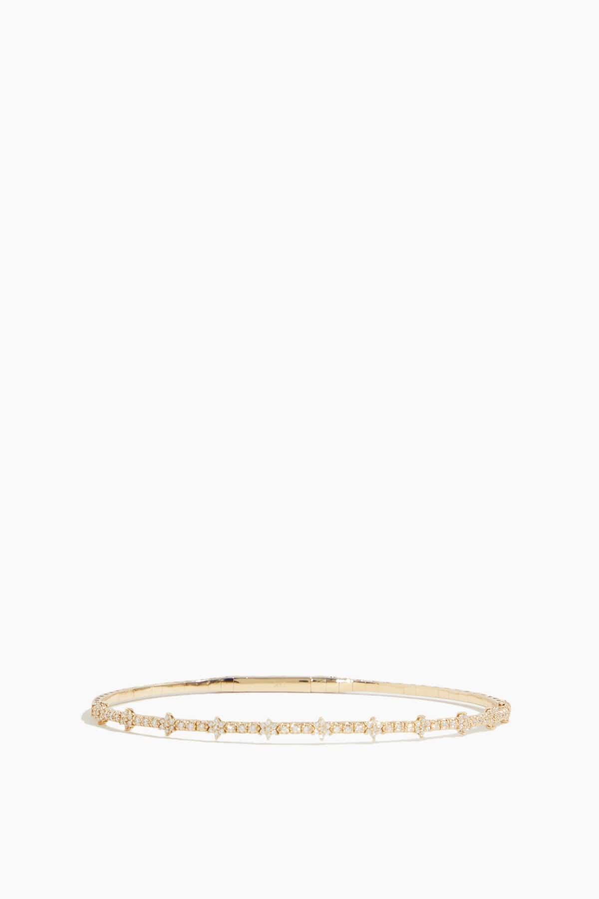 Starburst Station Flexible Bangle in 14k Yellow Gold by VINTAGE LA ROSE