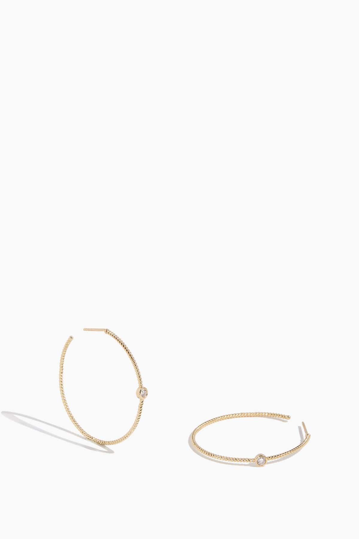 Twisted Bezel Hoops in 14K Yellow Gold by VINTAGE LA ROSE