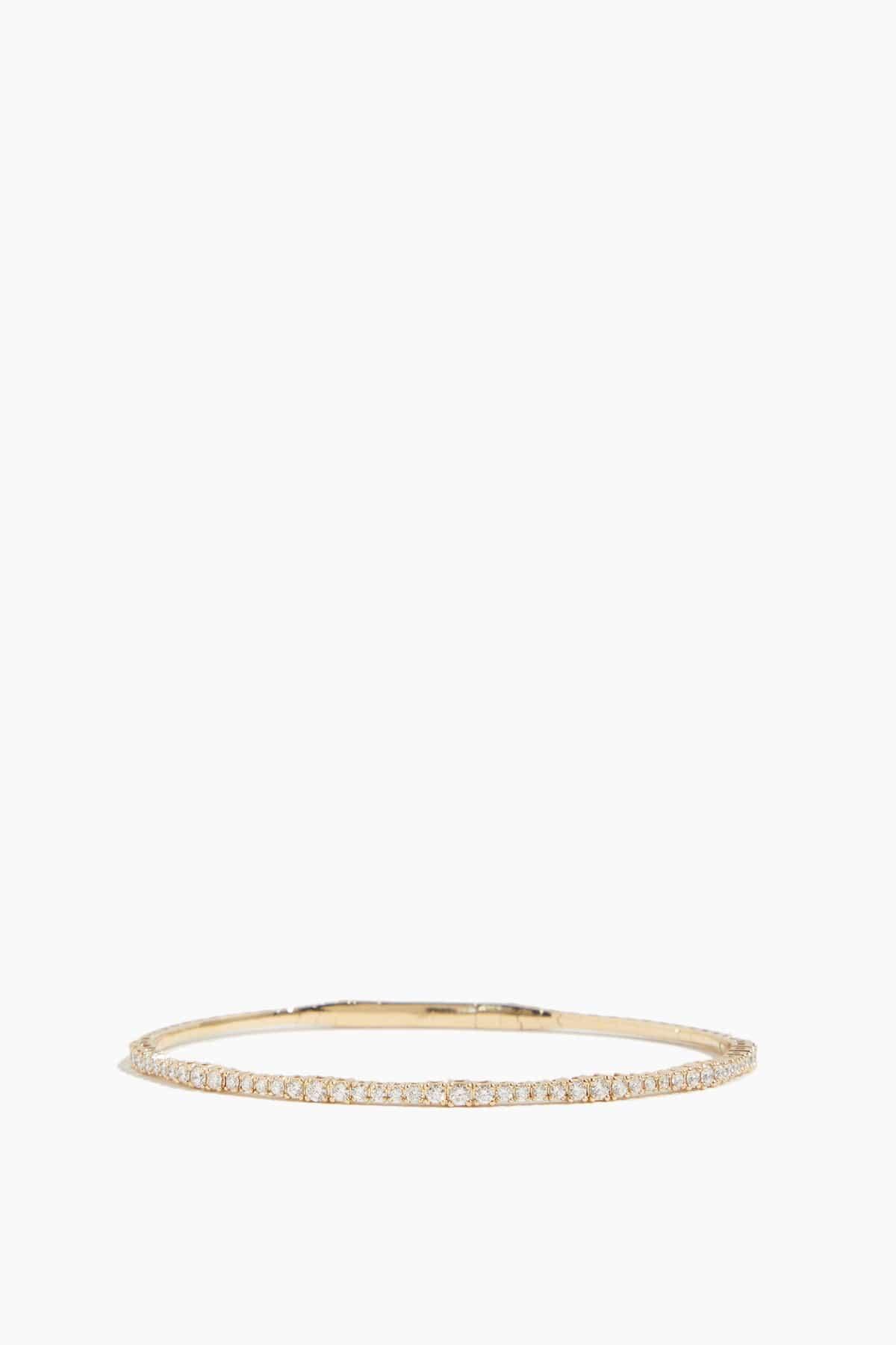 Wavy Diamond Flexible Bangle in 14k Yellow Gold by VINTAGE LA ROSE