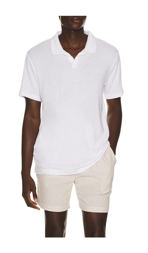 Vintage Summer Boucle Jersey Polo in White by VINTAGE SUMMER