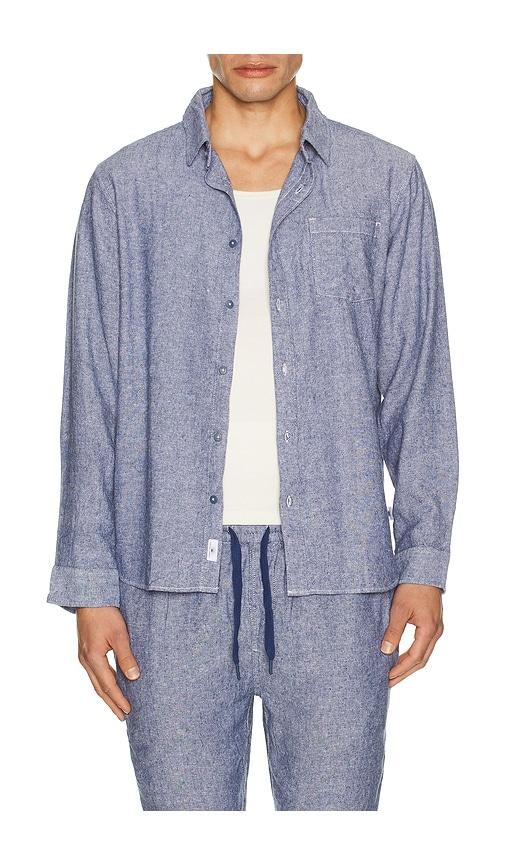 Vintage Summer Long Sleeve Linen Button Down Shirt in Blue by VINTAGE SUMMER