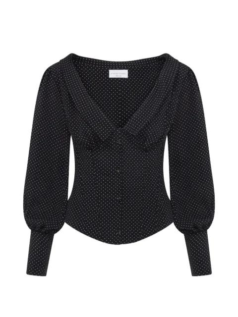 Amber polka-dots V-neck blouse by VIOLANTE NESSI
