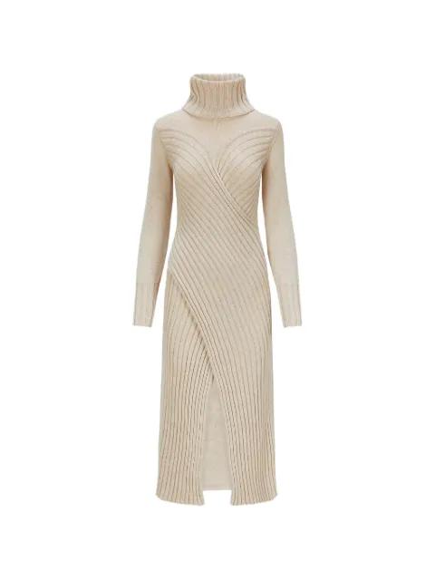 Cecile turtleneck front-slit midi dress by VIOLANTE NESSI