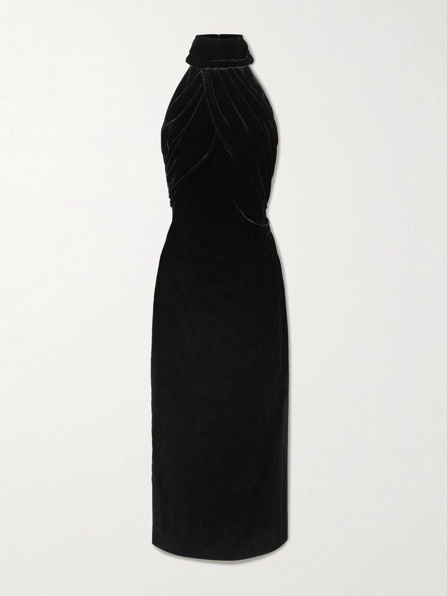 Merisi draped velvet turtleneck gown by VIOLANTE NESSI