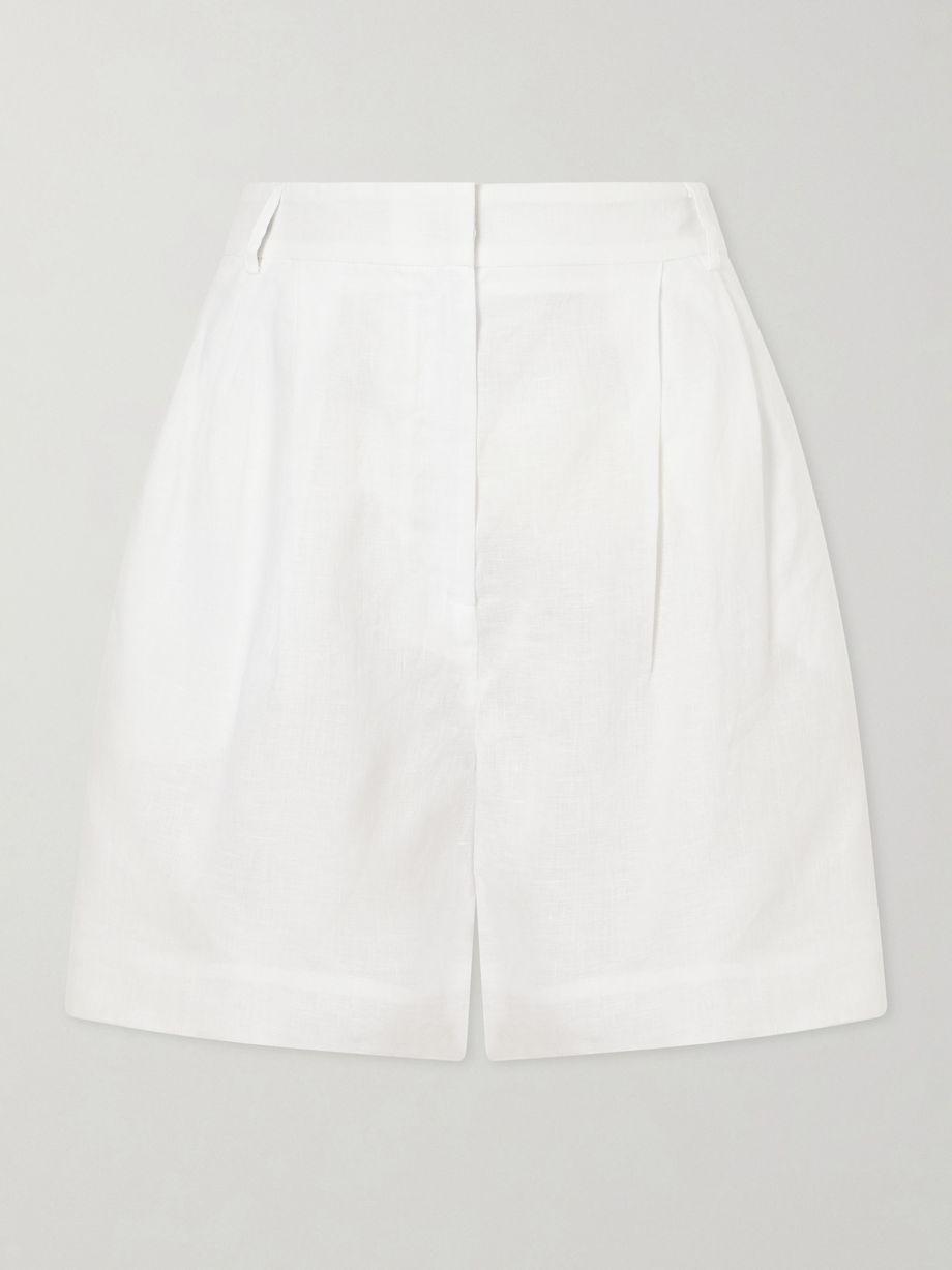 Sherman belted pleated linen shorts by VIOLANTE NESSI