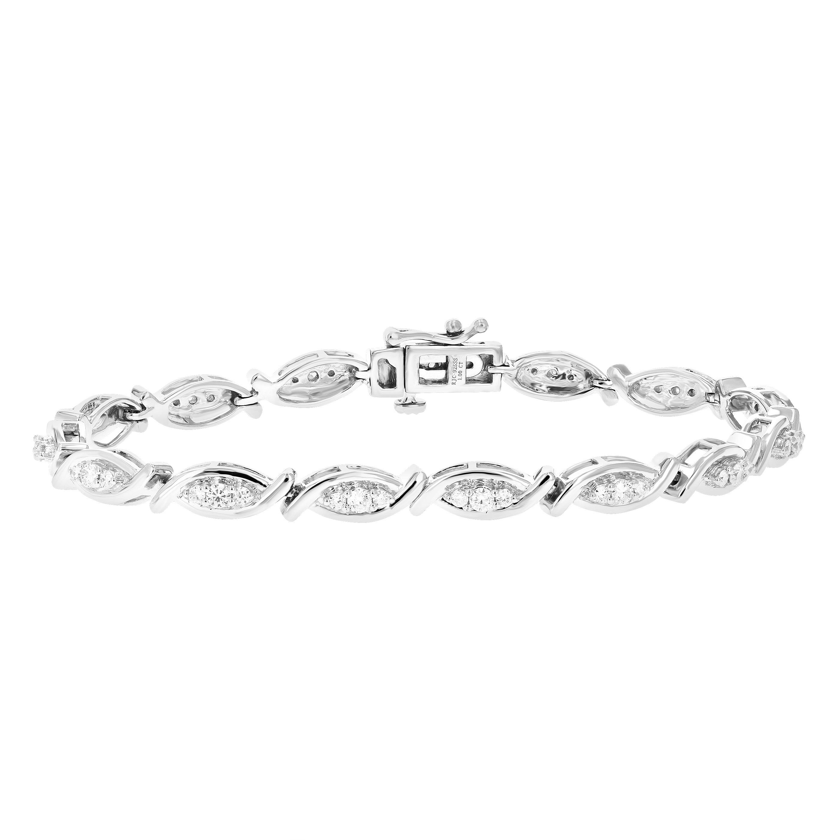 1 cttw Lab Grown Diamond Tennis Bracelet in Sterling Silver 7 Inch For Women by VIR JEWELS