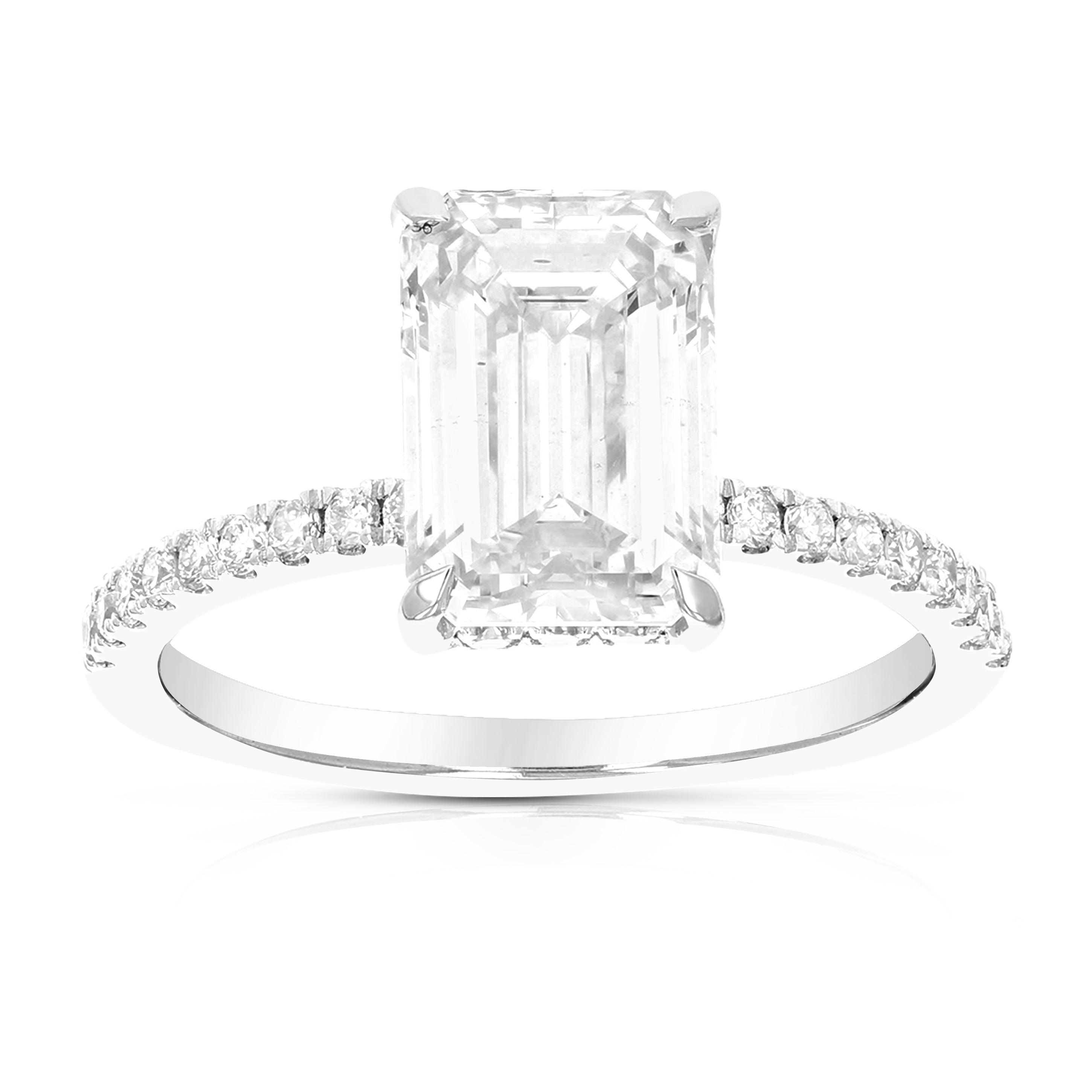 3 cttw Lab Grown Diamond Engagement Solitaire Ring in 14K White Gold For Women by VIR JEWELS