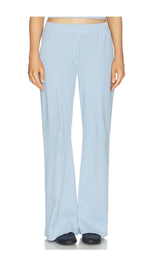 VIR VITA Pointelle Lounge Pant in Baby Blue by VIR VITA