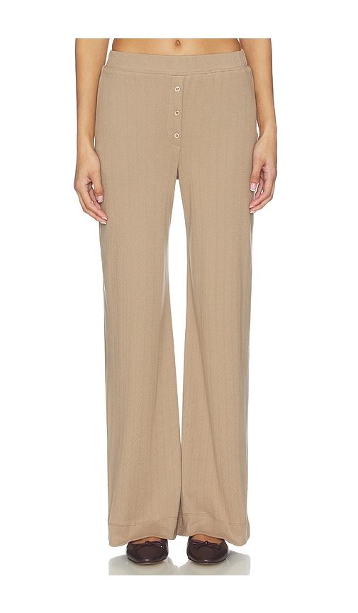 VIR VITA Pointelle Lounge Pant in Brown by VIR VITA