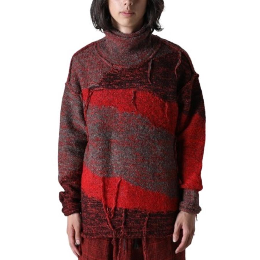 Viridi-Anne Mens Red Reversible Grunge Sweater by VIRIDI-ANNE