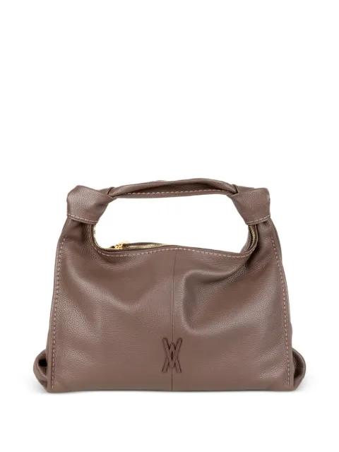 knotted-handle leather clutch bag by VISONA`
