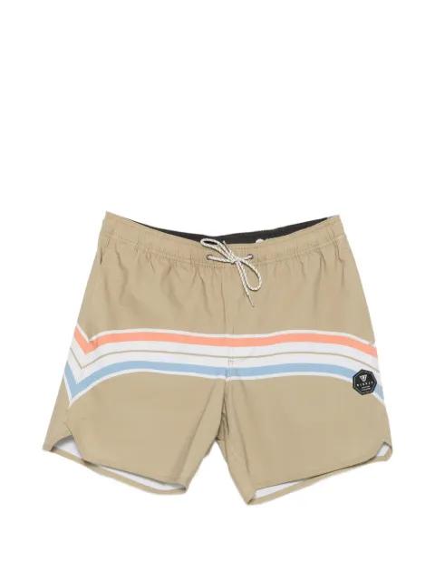 Latitude stripe-print drawstring swim shorts by VISSLA