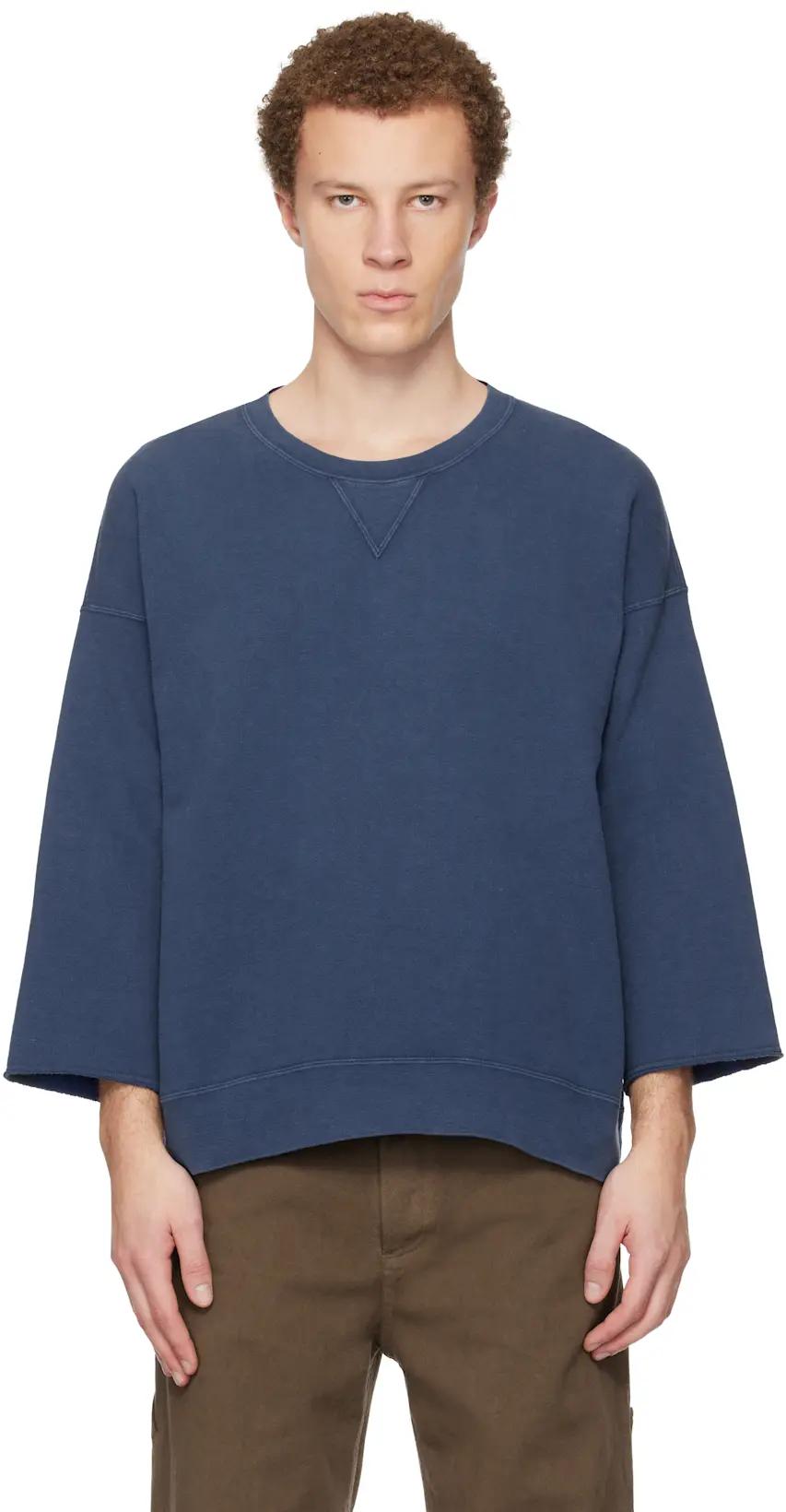 Blue Jumbo SB 3/4 DMGD Sweatshirt by VISVIM