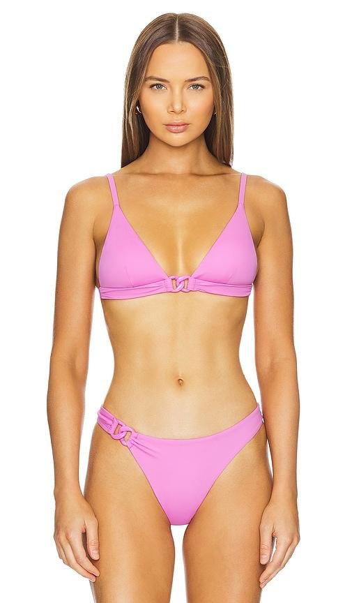 vitamin A Luxe Link Triangle Bikini Top in Pink by VITAMIN A