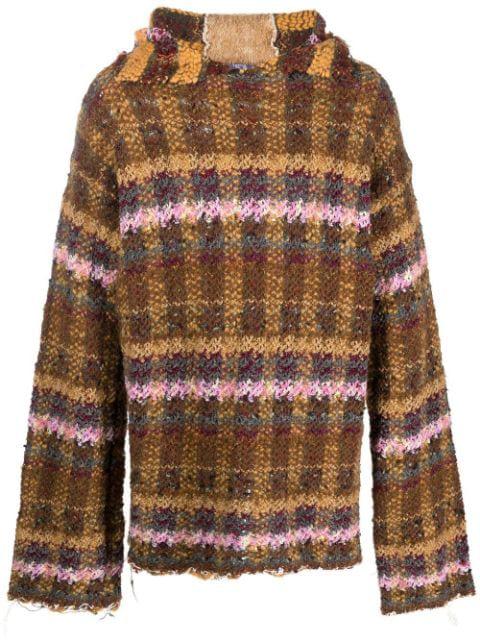 checked recycled wool hoodie by VITELLI