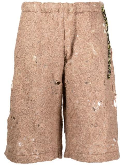 distressed open-knit shorts by VITELLI
