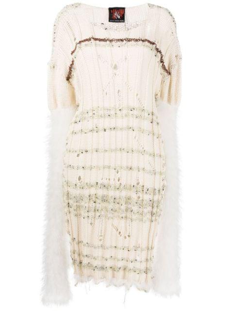 multi-knit midi jumper dress by VITELLI