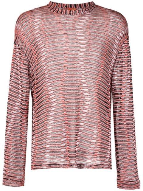 open-knit striped sweatshirt by VITELLI