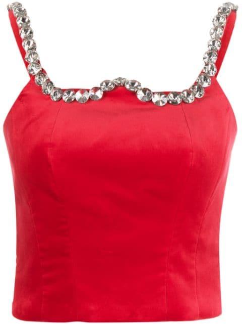 crystal-embellished cropped tank top by VIVETTA