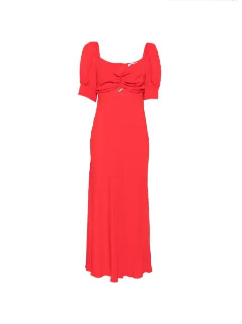 gathered puff-sleeve midi dress by VIVETTA