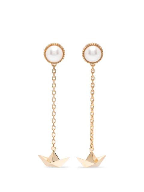 pearl-embellished paper-boat earrings by VIVETTA