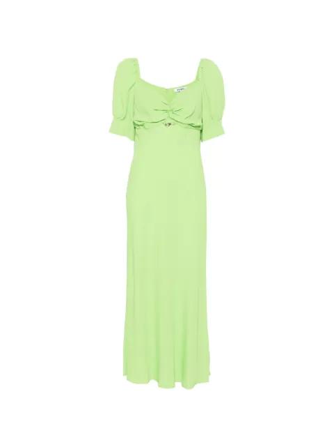 ruched puff-sleeve midi dress by VIVETTA