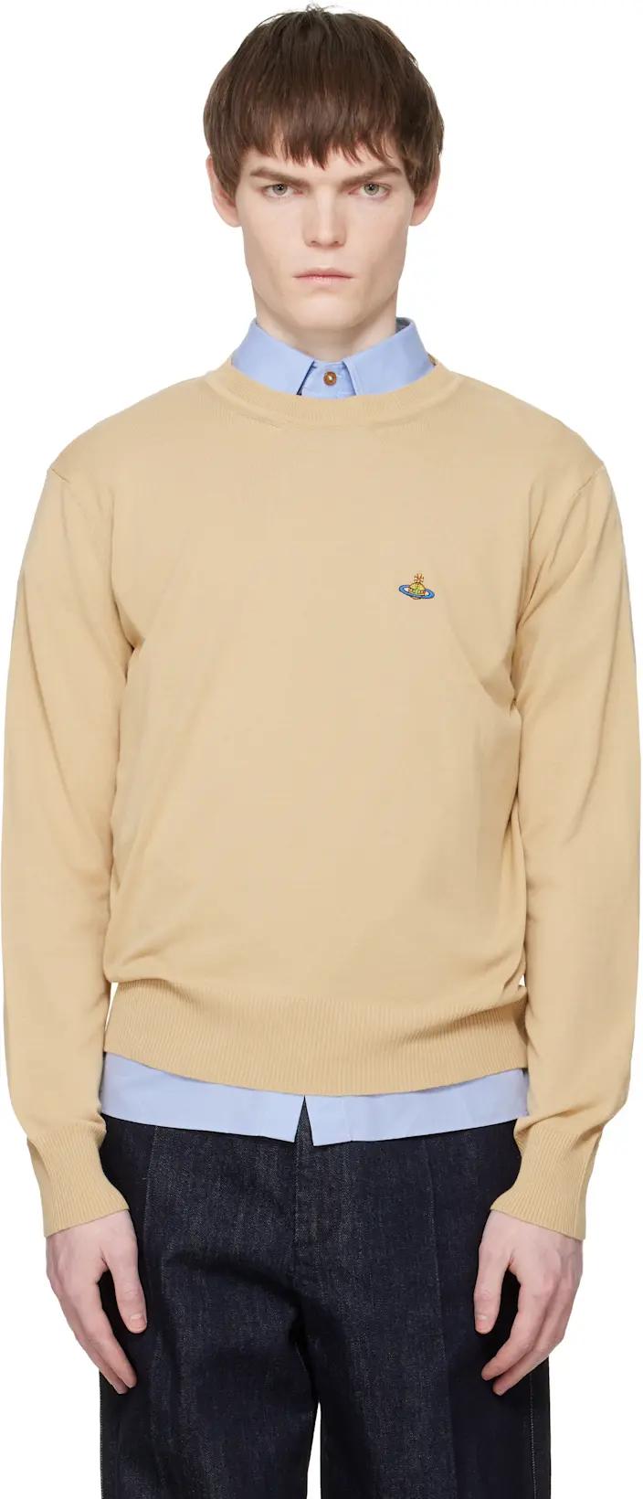 Beige Alex Round Neck Sweater by VIVIENNE WESTWOOD