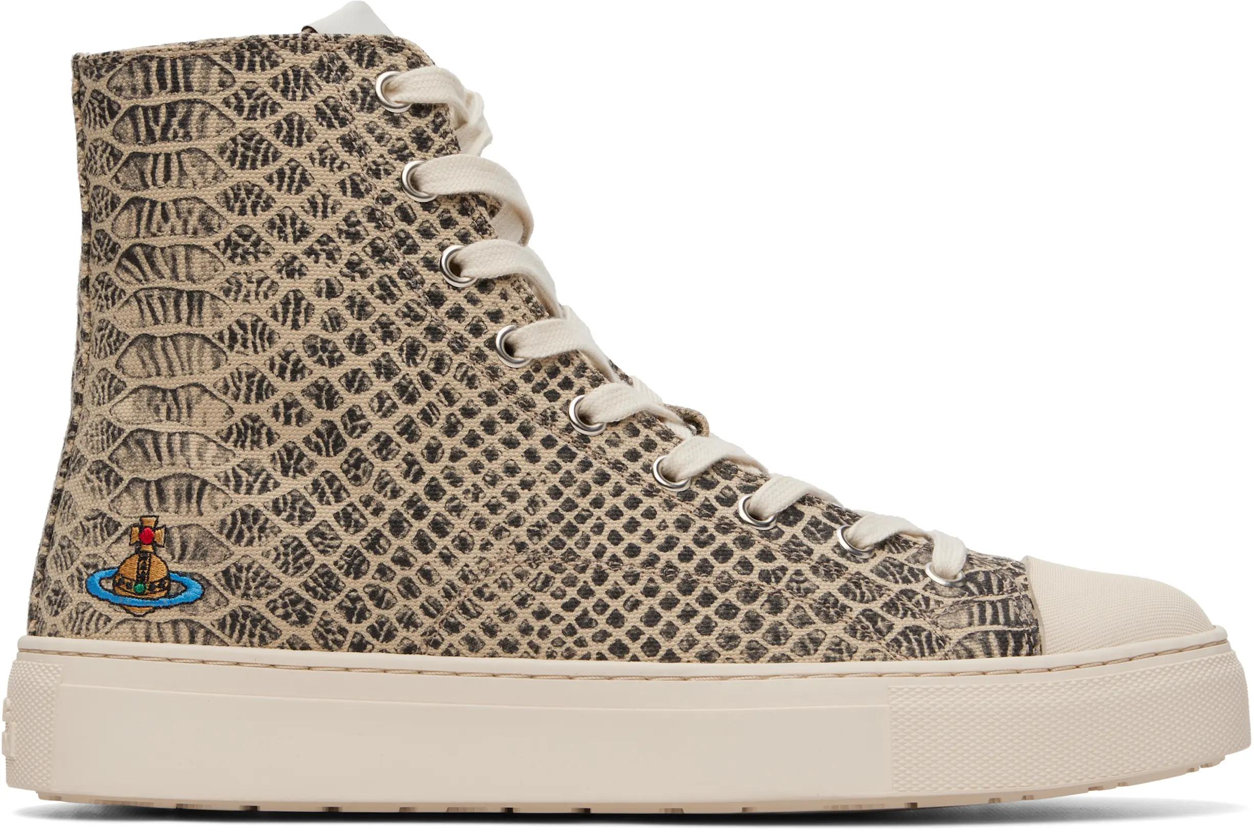 Beige High Top Plimsoll Sneakers by VIVIENNE WESTWOOD