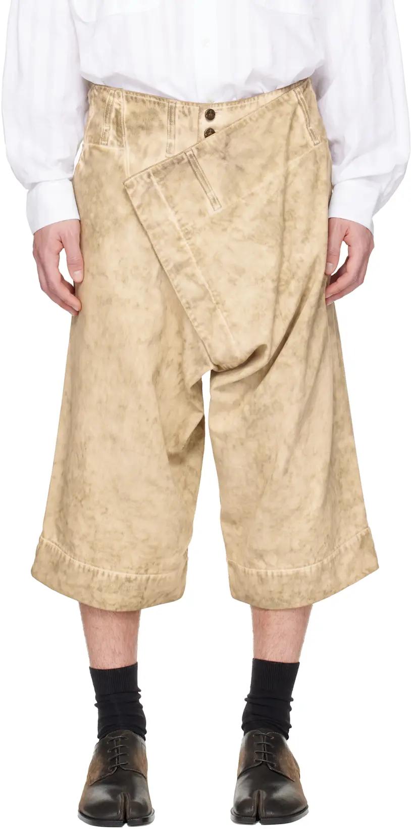 Beige Inferno Denim Shorts by VIVIENNE WESTWOOD