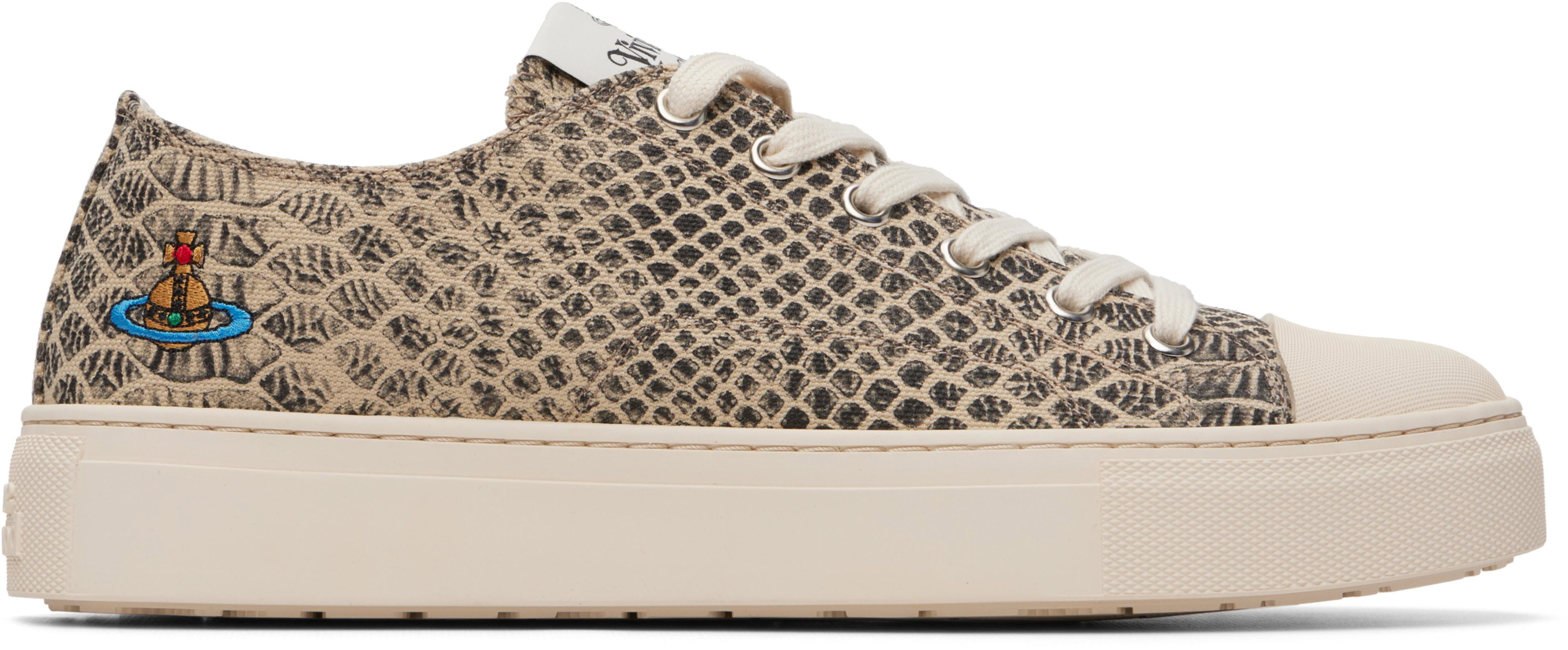 Beige Low Top Plimsoll Sneakers by VIVIENNE WESTWOOD