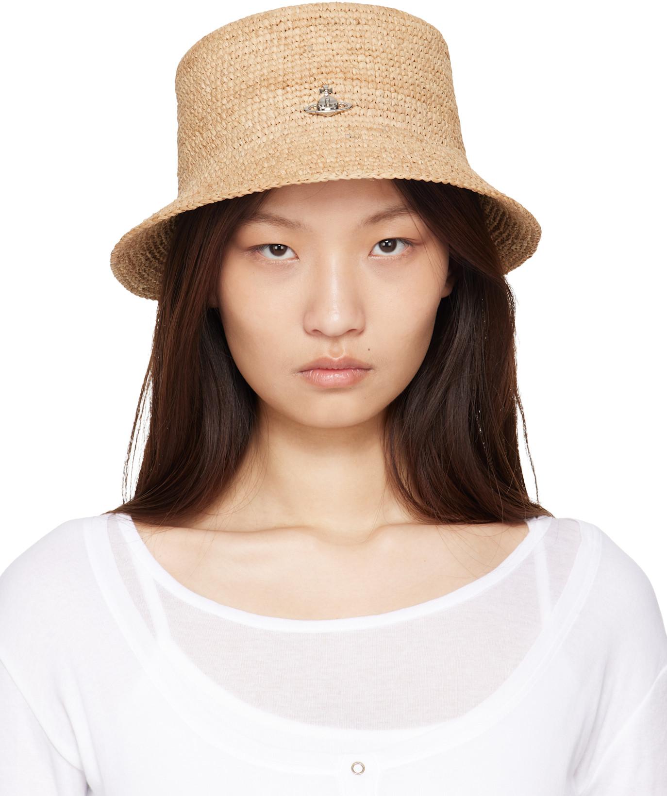 Beige Raffia Bucket Hat by VIVIENNE WESTWOOD