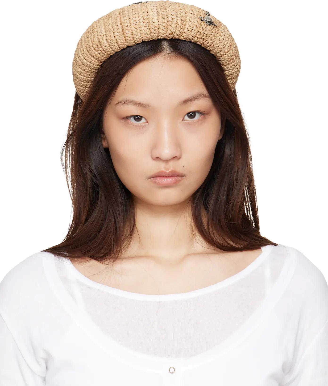 Beige Raffia Hairband by VIVIENNE WESTWOOD