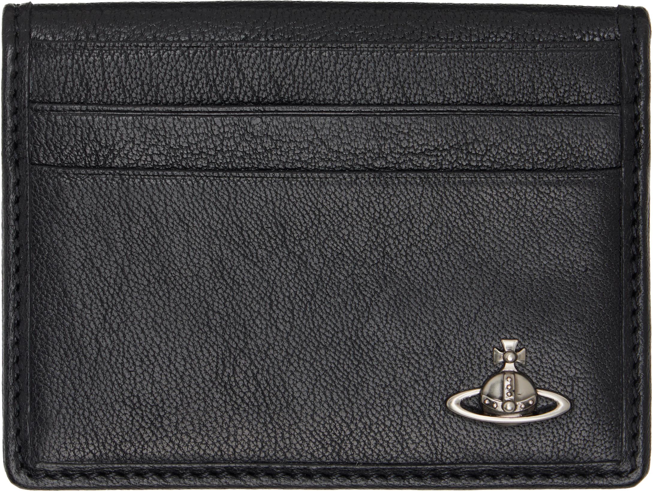 Black Bifold Leather Man Card Holder by VIVIENNE WESTWOOD