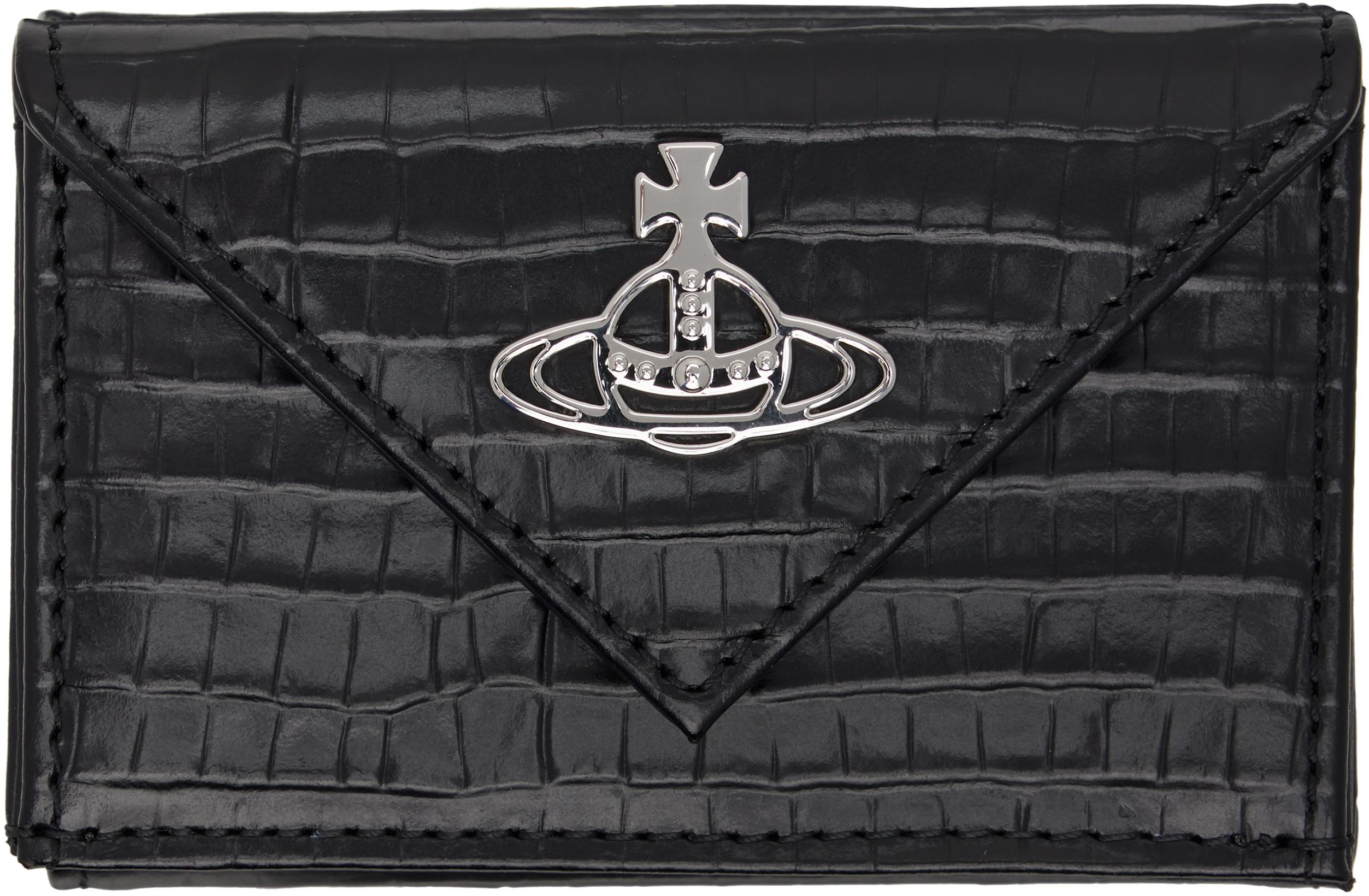 Black Envelope Trifold Wallet by VIVIENNE WESTWOOD