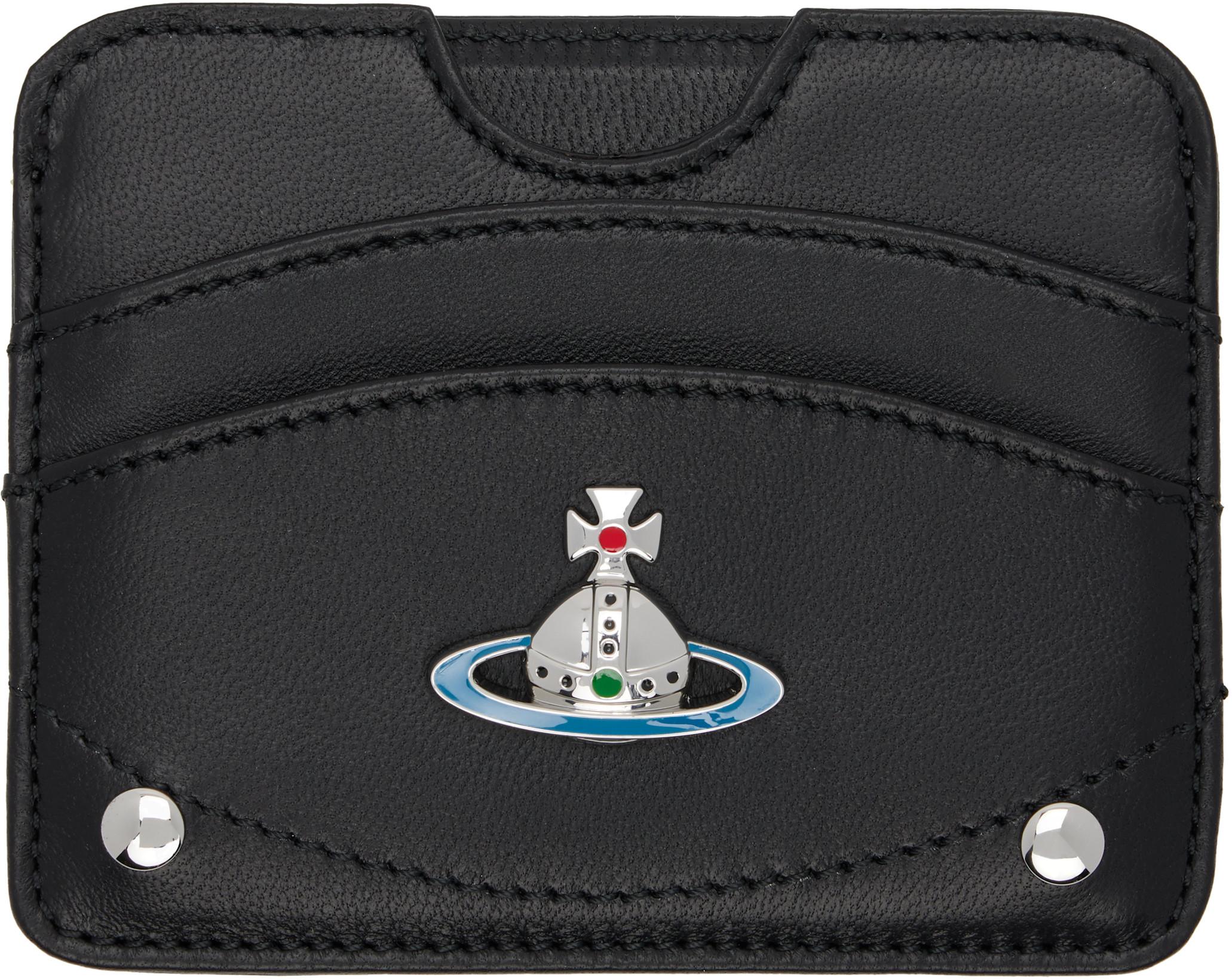 Black Half Moon Flat Card Holder by VIVIENNE WESTWOOD