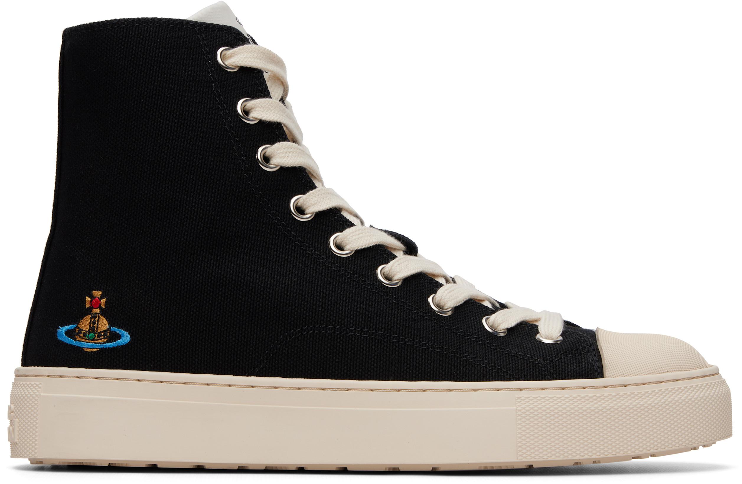 Black High Top Plimsoll Sneakers by VIVIENNE WESTWOOD