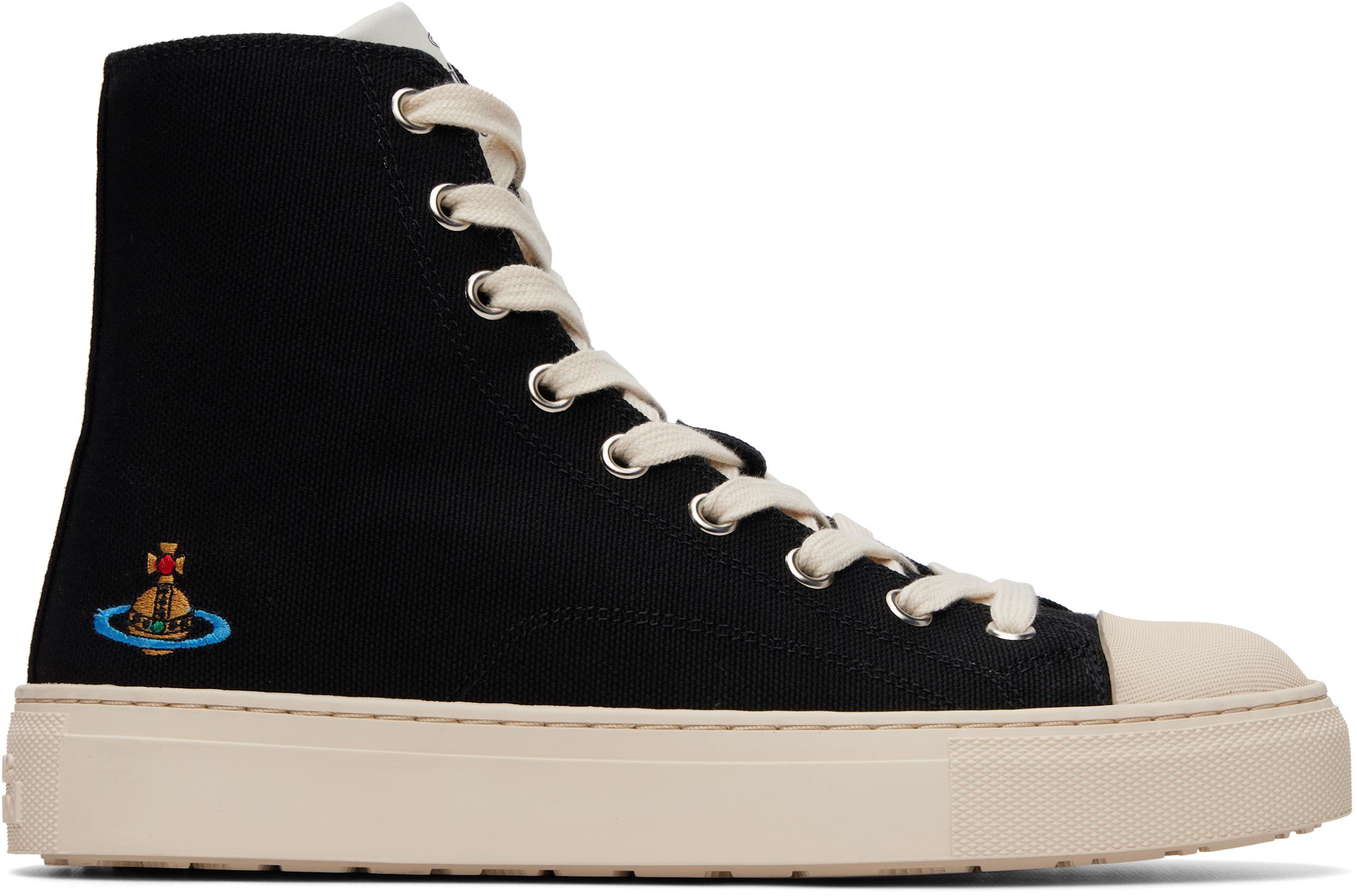 Black High Top Plimsoll Sneakers by VIVIENNE WESTWOOD