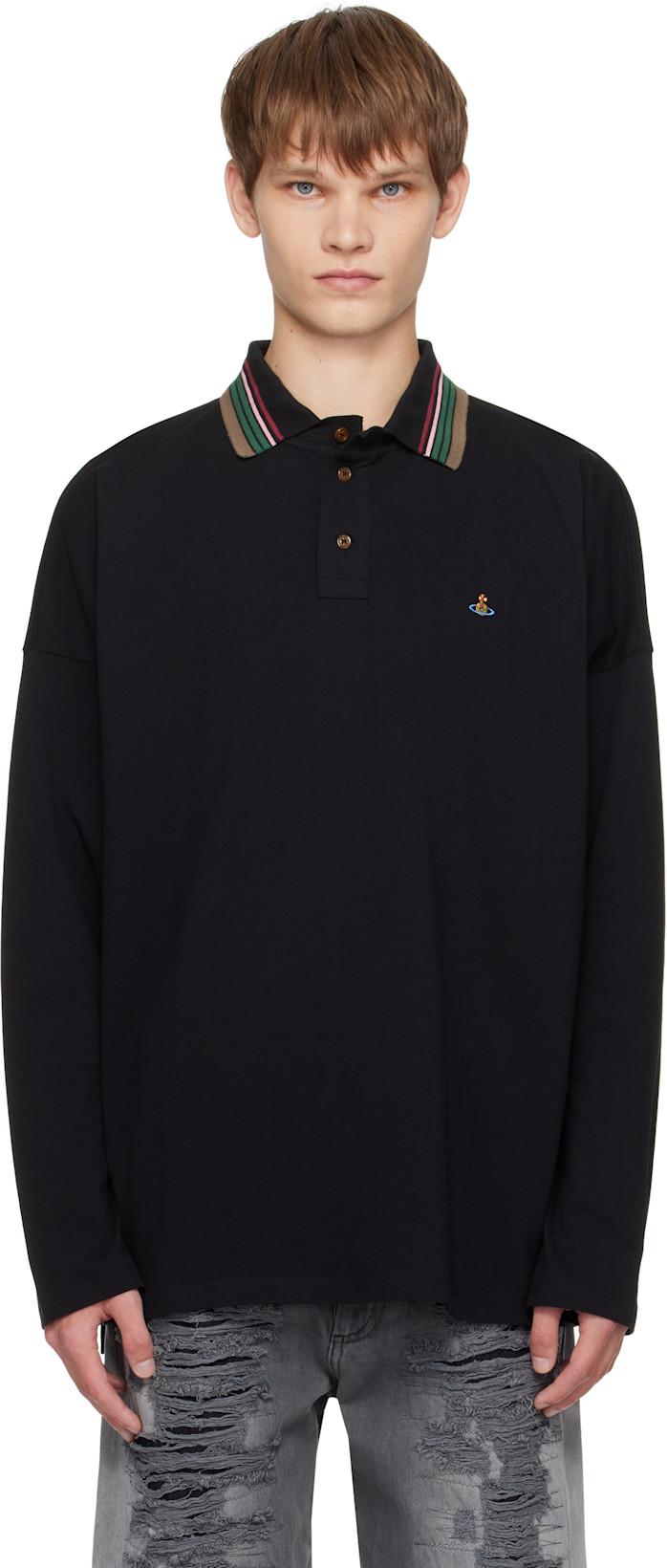 Black LS Oversized Polo by VIVIENNE WESTWOOD