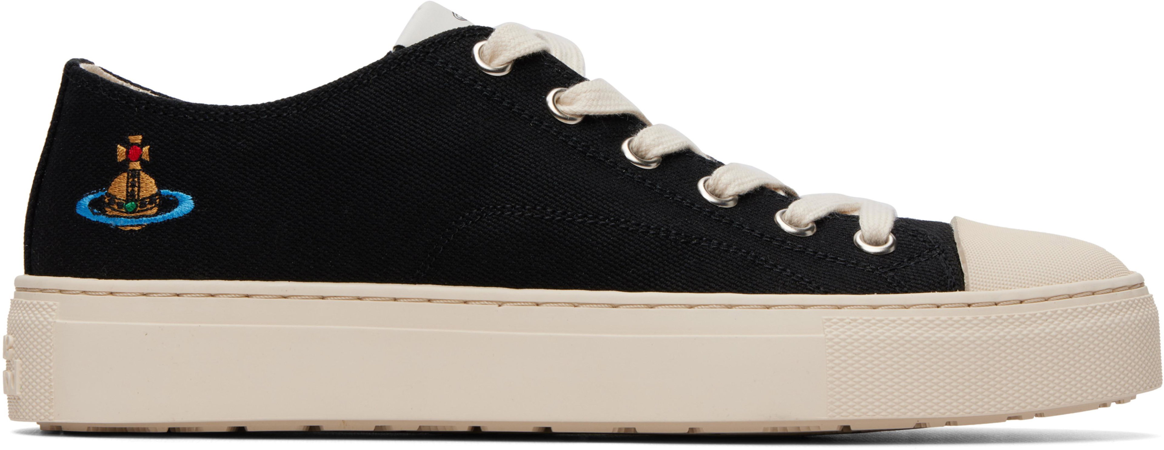 Black Low Top Plimsoll Sneakers by VIVIENNE WESTWOOD