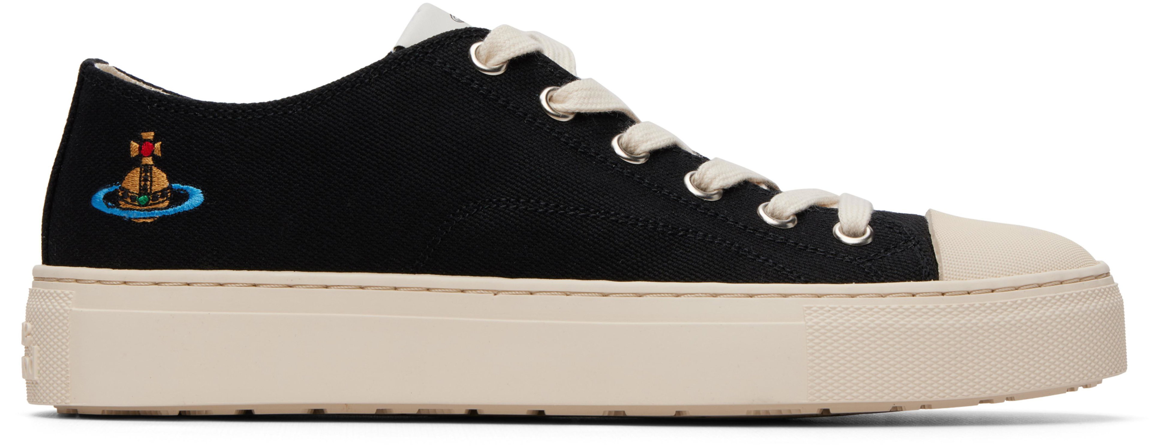 Black Low Top Plimsoll Sneakers by VIVIENNE WESTWOOD