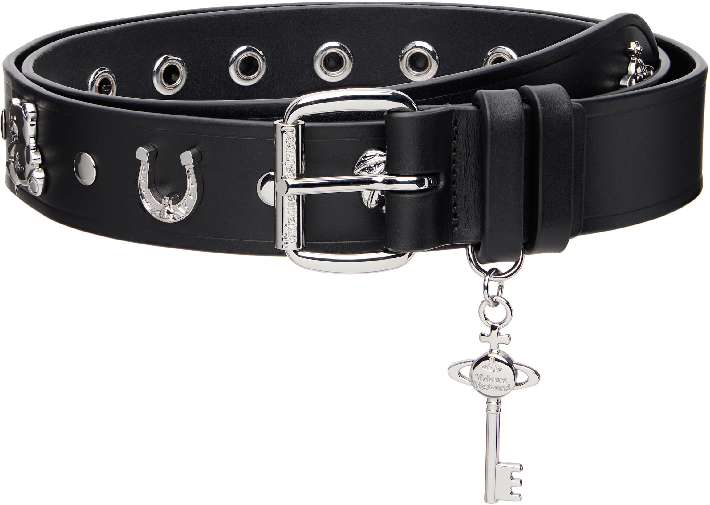 Black Multi Charms Stud Belt by VIVIENNE WESTWOOD