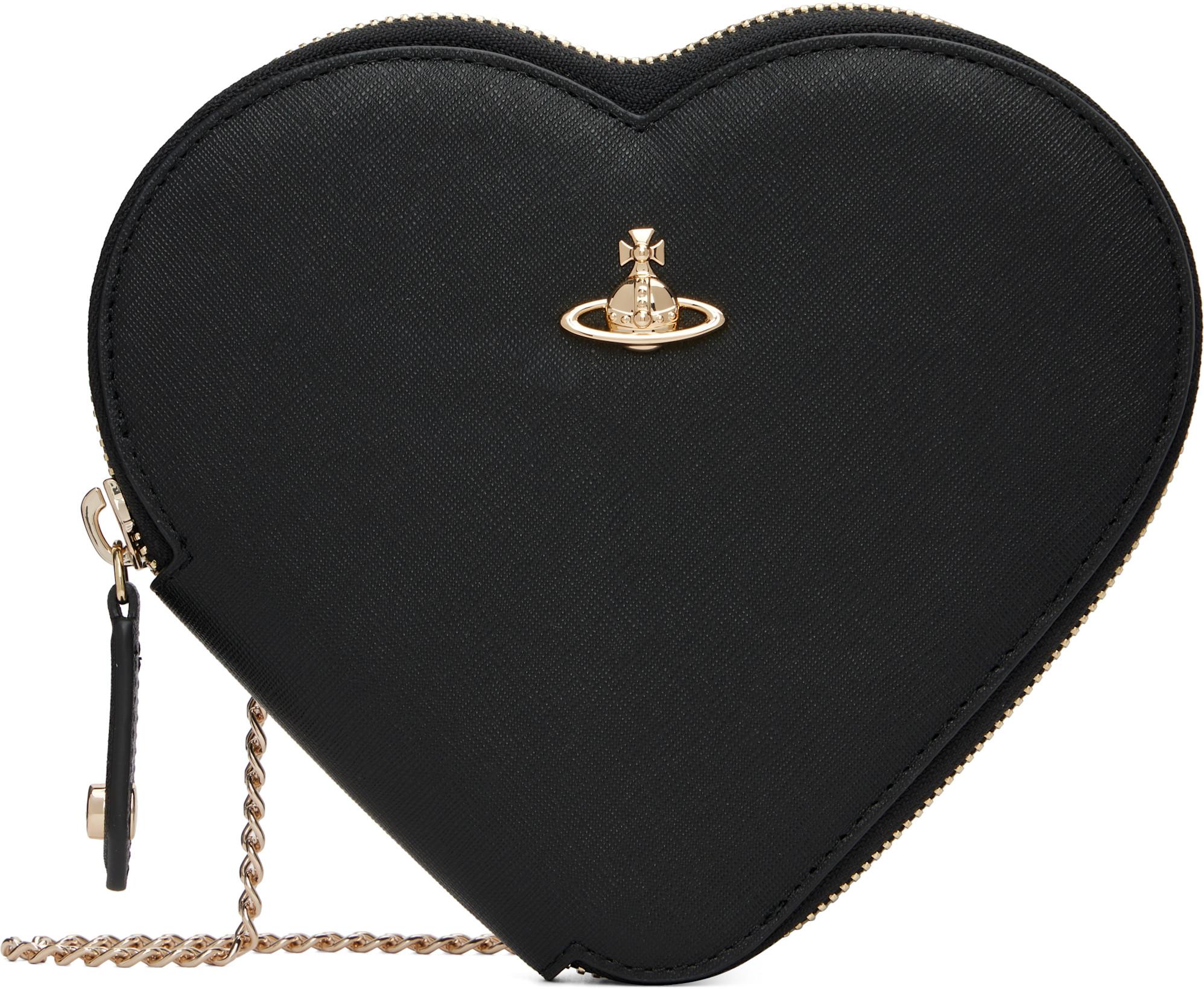Black New Heart Crossbody Clutch Bag by VIVIENNE WESTWOOD