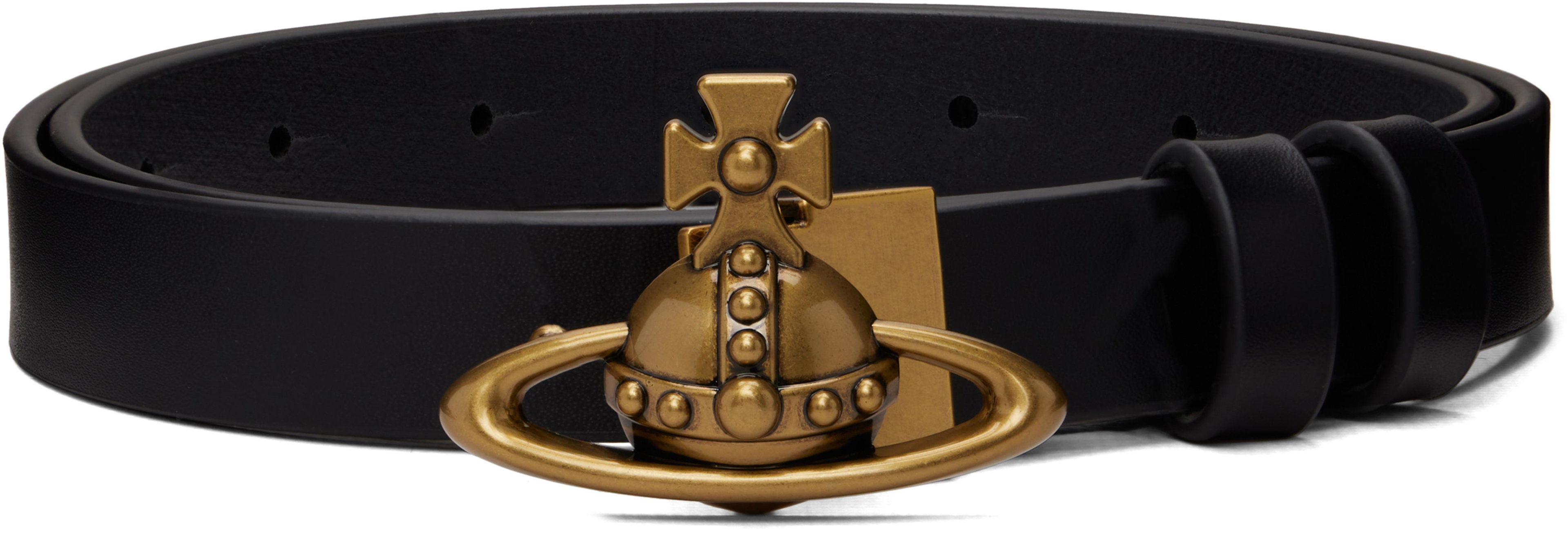 Black Small Orb Buckle Belt by VIVIENNE WESTWOOD