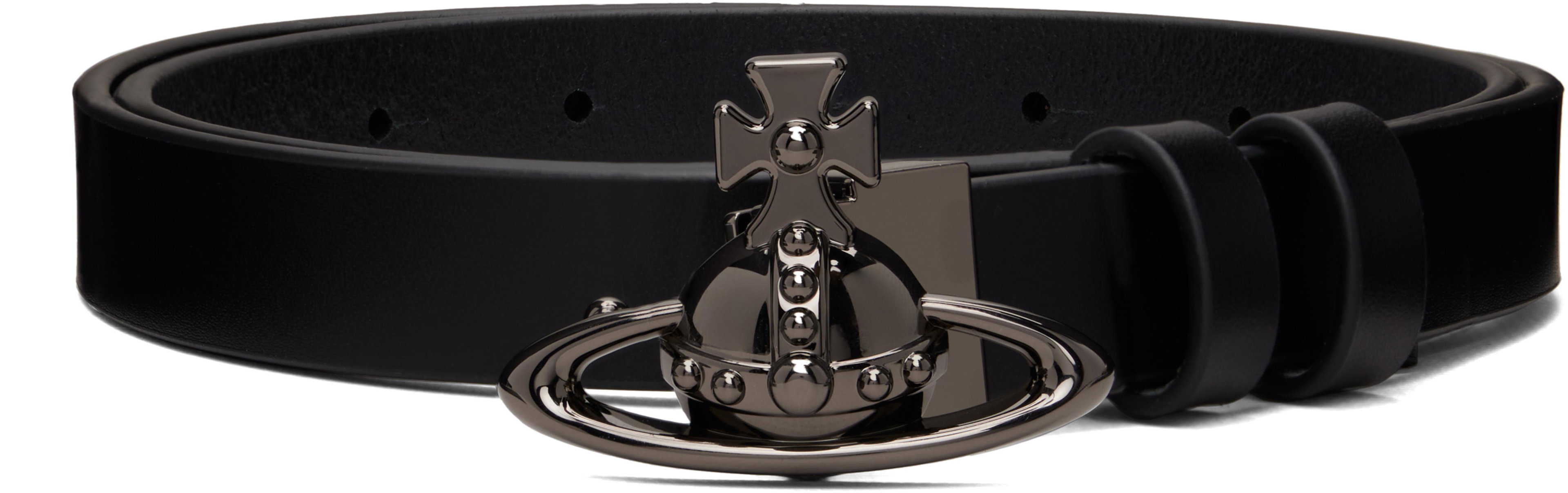 Black Small Orb Buckle Belt by VIVIENNE WESTWOOD