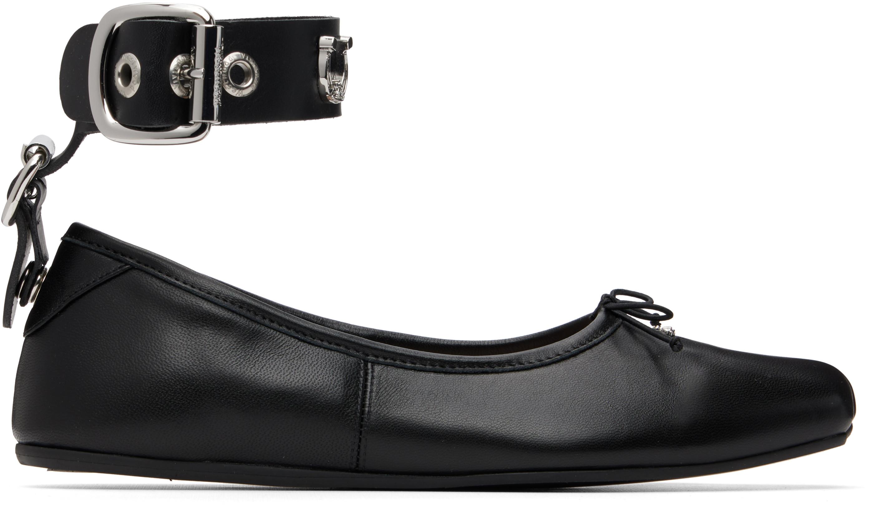 Black Tanned Bardot Ballerina Flats by VIVIENNE WESTWOOD