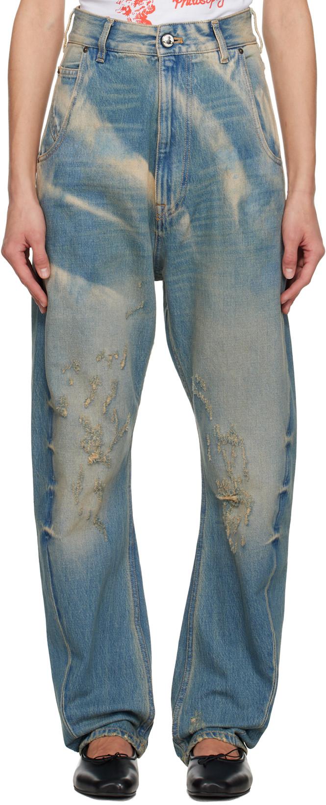 Blue Buckle Back Jeans by VIVIENNE WESTWOOD