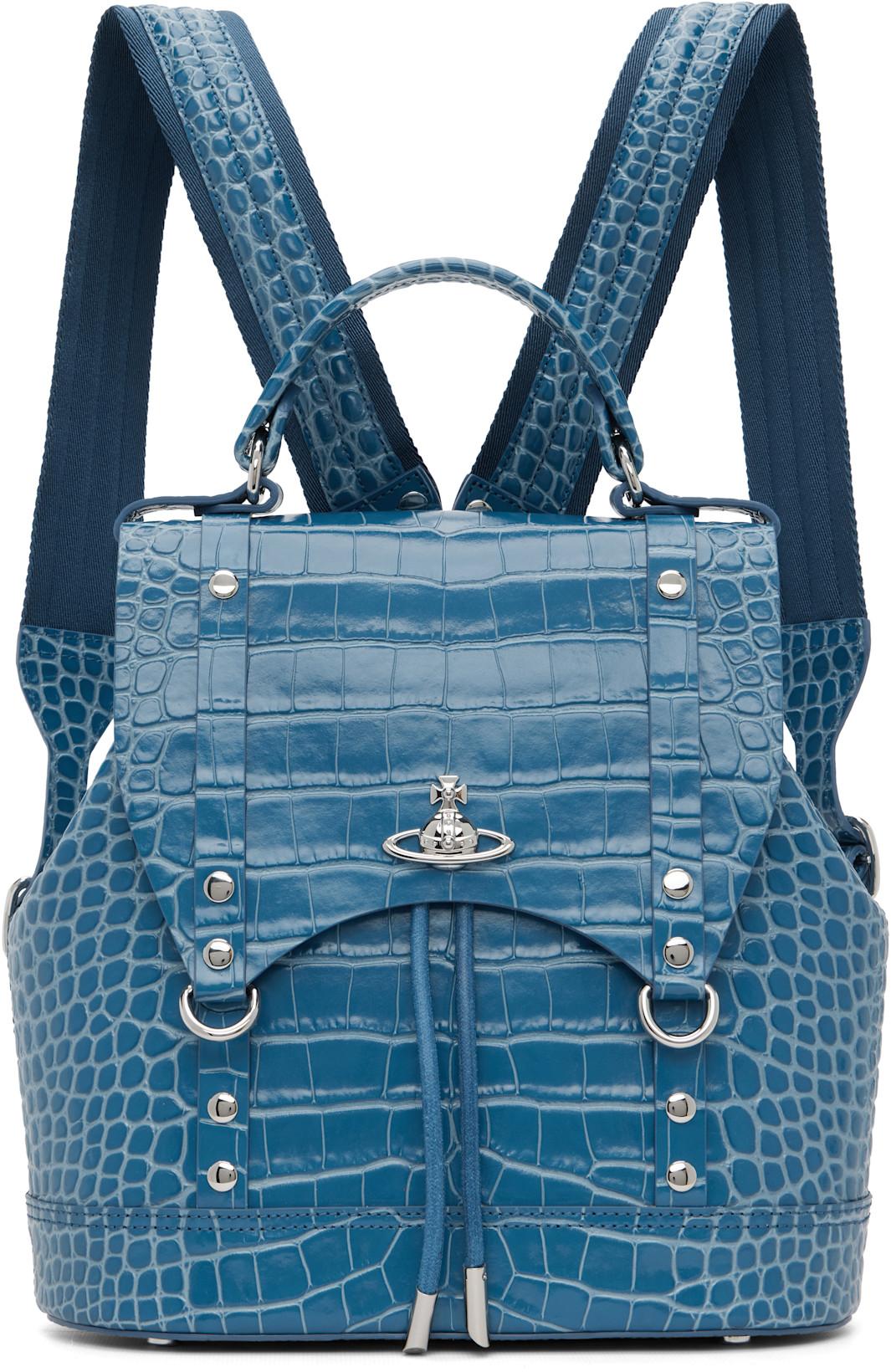 Blue Leather Max Small Backpack by VIVIENNE WESTWOOD